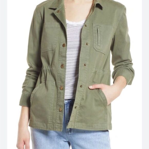 Caslon Jackets & Blazers - Caslon Olive Utility Jacket with Pockets